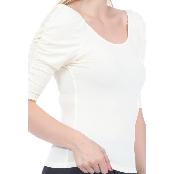 Γυναικεία μπλούζα KENDALL  KYLIE PUFF SLEEVE KNIT μπεζ Γυναικεία