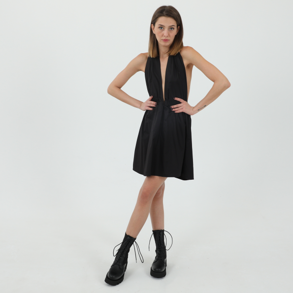 Γυναικείο mini φόρεμα KENDALLKYLIE 60S OPENBACK POPLIN μαύρο
