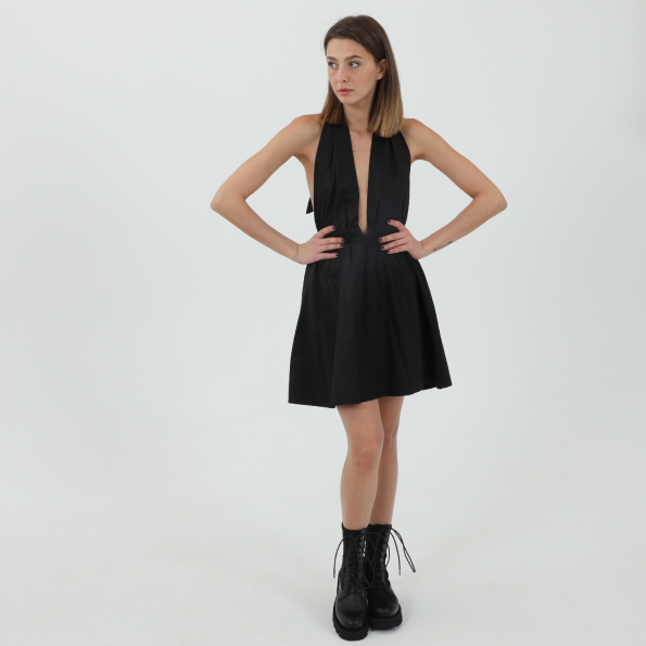 Γυναικείο mini φόρεμα KENDALLKYLIE 60S OPENBACK POPLIN μαύρο Γυναικεία