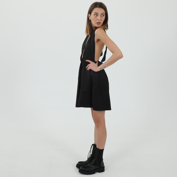 Γυναικείο mini φόρεμα KENDALLKYLIE 60S OPENBACK POPLIN μαύρο Γυναικεία