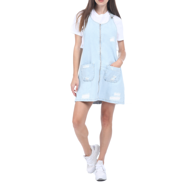 Γυναικείο jean mini φόρεμα σαλοπέτα  KENDALL  KYLIE μπλε