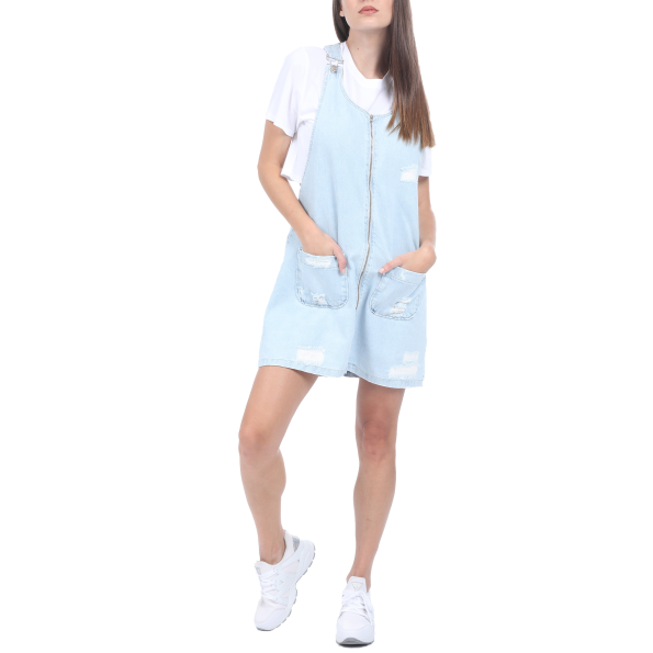 Γυναικείο jean mini φόρεμα σαλοπέτα  KENDALL  KYLIE μπλε Γυναικεία