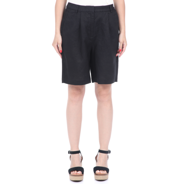 Γυναικεία λινή βερμούδα NA-KD HIGH WAIST μαύρη