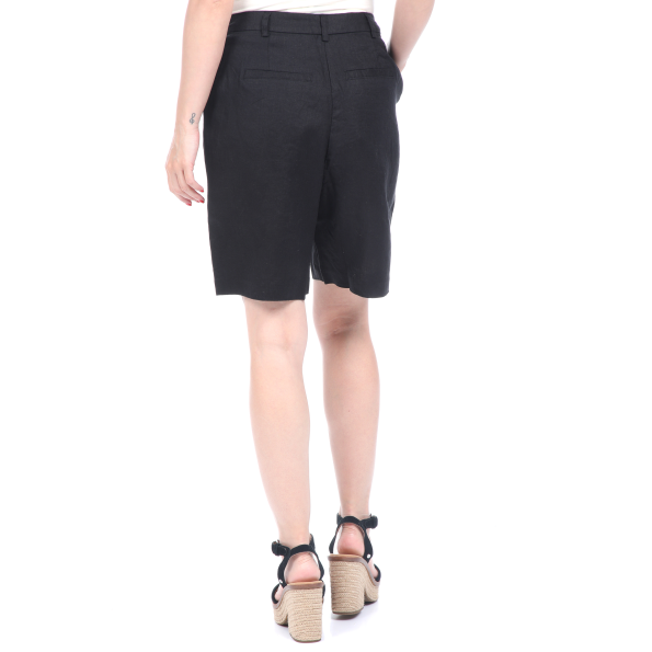 Γυναικεία λινή βερμούδα NA-KD HIGH WAIST μαύρη Γυναικεία