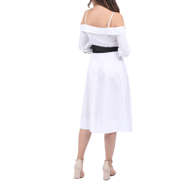 Γυναικείο midi off the shoulders φόρεμα KARL LAGERFELD shirt λευκό Γυναικεία