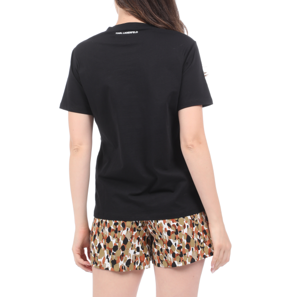 Γυναικείο t-shirt KARL LAGERFELD ikonik graffiti pocket μαύρο Γυναικεία