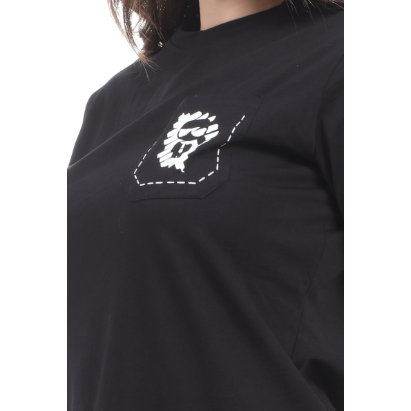 Γυναικείο t-shirt KARL LAGERFELD ikonik graffiti pocket μαύρο Γυναικεία