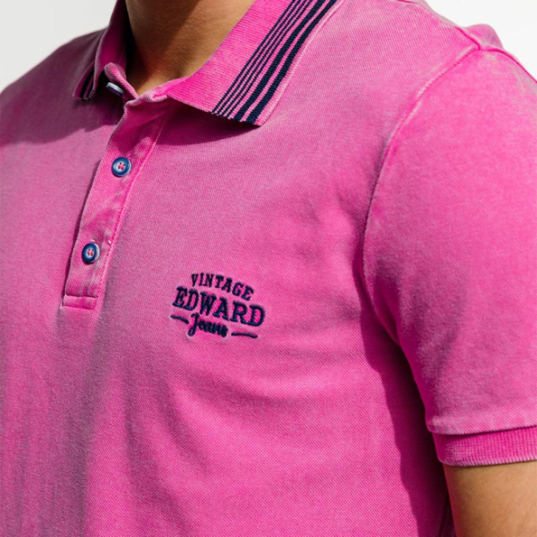 Ανδρική polo μπλούζα EDWARD JEANS MATTY ροζ μπλε Ανδρικά