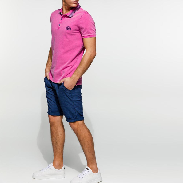 Ανδρική polo μπλούζα EDWARD JEANS MATTY ροζ μπλε Ανδρικά