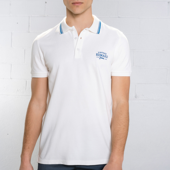 Ανδρική polo μπλούζα EDWARD JEANS MATTY λευκή