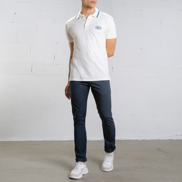 Ανδρική polo μπλούζα EDWARD JEANS MATTY λευκή Ανδρικά