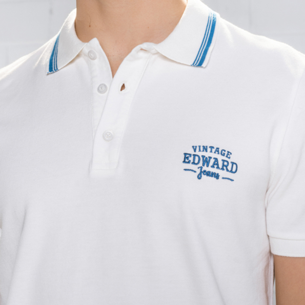 Ανδρική polo μπλούζα EDWARD JEANS MATTY λευκή Ανδρικά