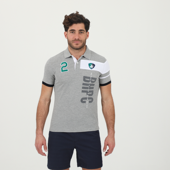 Ανδρική polo μπλούζα BEVERLY HILLS POLO CLUB BHP.1S1.062.004 γκρι