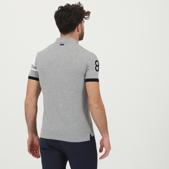 Ανδρική polo μπλούζα BEVERLY HILLS POLO CLUB BHP.1S1.062.004 γκρι Ανδρικά