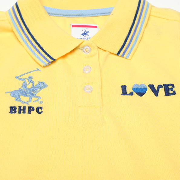 Παιδική polo μπλούζα BEVERLY HILLS POLO CLUB Girl Big Americana κίτρινη Παιδικά
