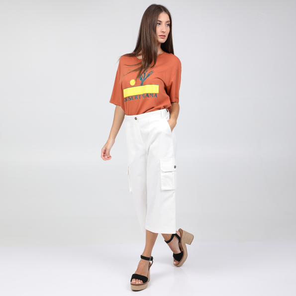 Γυναικεία cropped παντελόνα STAFF JEANS MANDY λευκή Γυναικεία