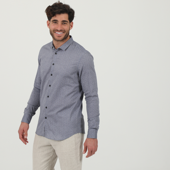 Ανδρικό πουκάμισο SSEINSE CI683SS APPAREL μπλε πουά Ανδρικά