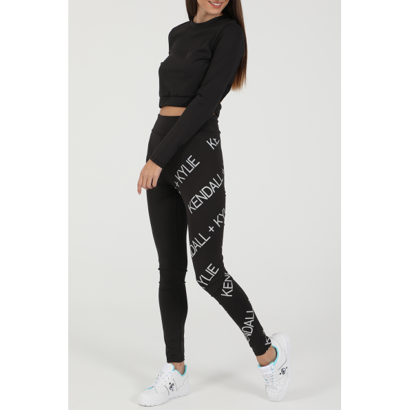 Γυναικείο cropped top KENDALL  KYLIE W ACTIVE OPENBACK LS μαύρο Γυναικεία