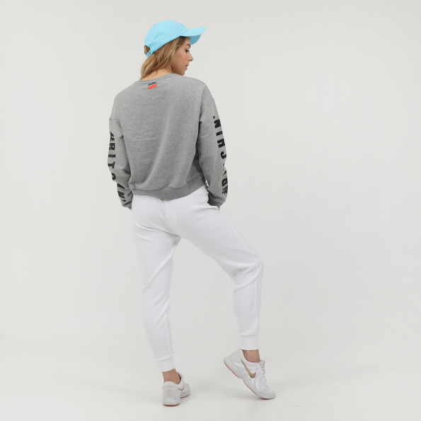 Γυναικεία cropped φούτερ μπλούζα BODYTALK BITCHINW ΚΟΝΤΗ LOOSE γκρι Γυναικεία