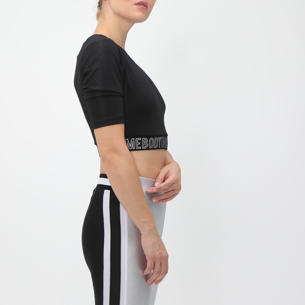 Γυναικείο cropped top BODYTALK FOCUSW FLASH μαύρη Γυναικεία