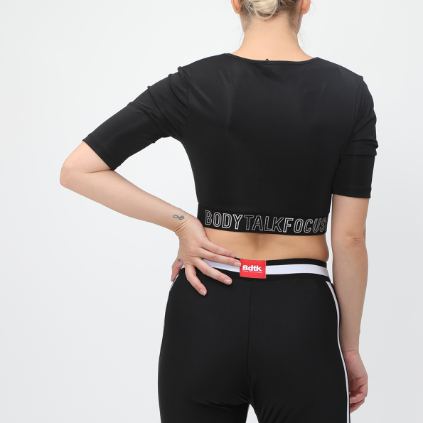 Γυναικείο cropped top BODYTALK FOCUSW FLASH μαύρη Γυναικεία
