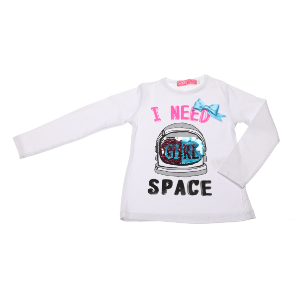 Παιδική μπλούζα SAM 0-13 I NEED SPACE λευκή