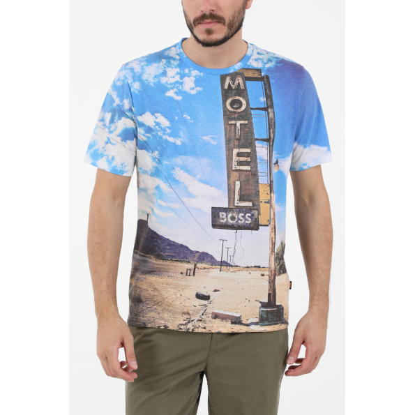 Ανδρικό t-shirt BOSS JERSEY TeMotel μπλε