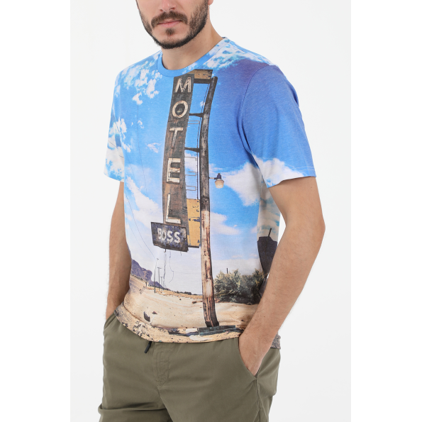 Ανδρικό t-shirt BOSS JERSEY TeMotel μπλε Ανδρικά