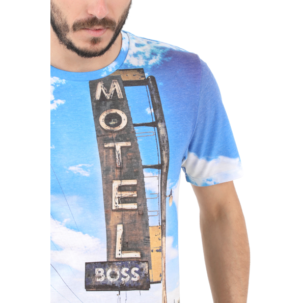 Ανδρικό t-shirt BOSS JERSEY TeMotel μπλε Ανδρικά
