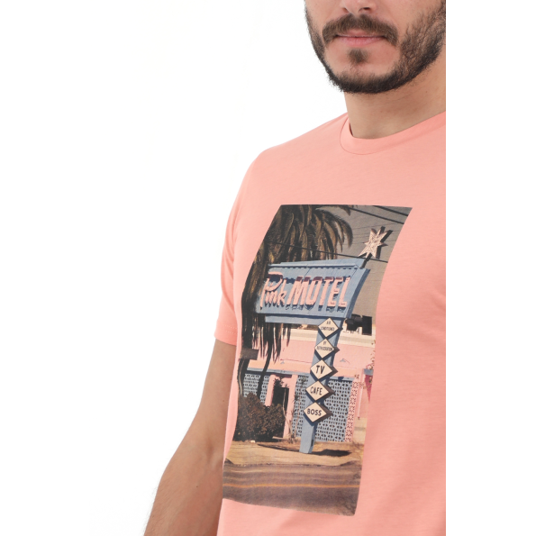 Ανδρικό t-shirt BOSS ροζ Ανδρικά