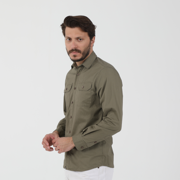 Ανδρικό πουκάμισο EDWARD JEANS CURD-W21 χακί Ανδρικά