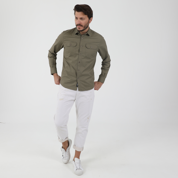 Ανδρικό πουκάμισο EDWARD JEANS CURD-W21 χακί Ανδρικά