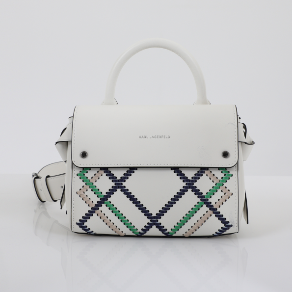 Γυναικεία τσάντα χειρός KARL LAGERFELD 211W3036 K/IKON WHIPSTITCH MINI λευκή