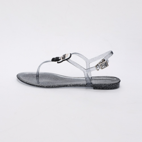 Γυναικεία jelly glitter σανδάλια KARL LAGERFELD IKONIK SLING μαύρα ασημί