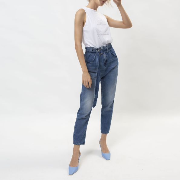 Γυναικείο jean paperbag παντελόνι EDWARD JEANS TALLIS-JUS JEANS μπλε Γυναικεία