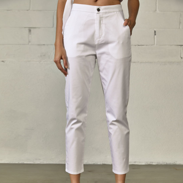 Γυναικείο ψηλόμεσο cropped παντελόνι EDWARD JEANS LAQUETA-S21 λευκό