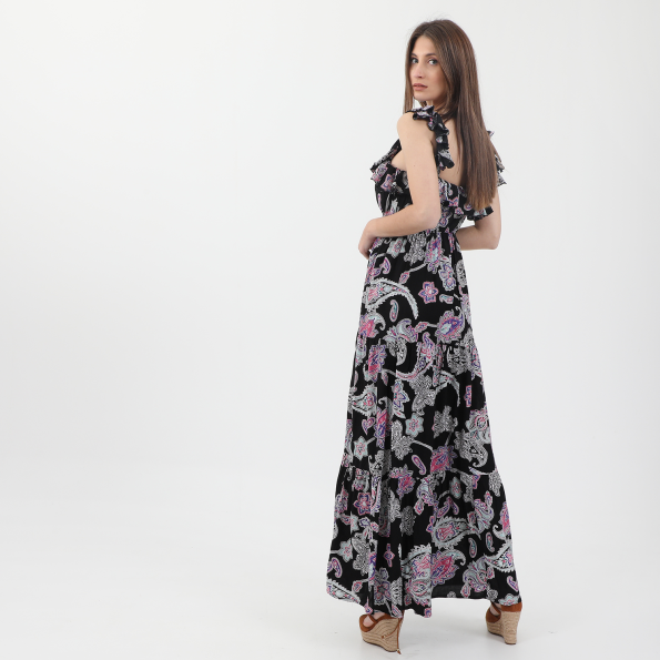 Γυναικείο maxi φόρεμα ALE μαύρο floral Γυναικεία
