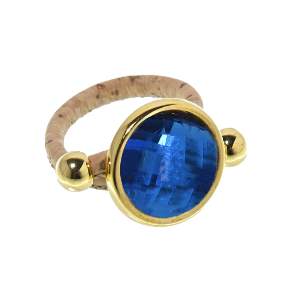 Γυναικείο δαχτυλίδι από φελλό APOXYLO 9021 SUMMER BLUE GLASS 