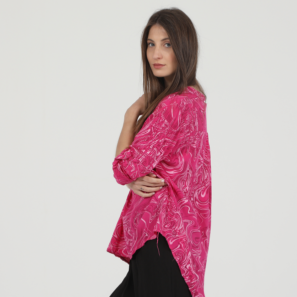 Γυναικεία πουκαμίσα tunic ATTRATTIVO φούξια εκρού