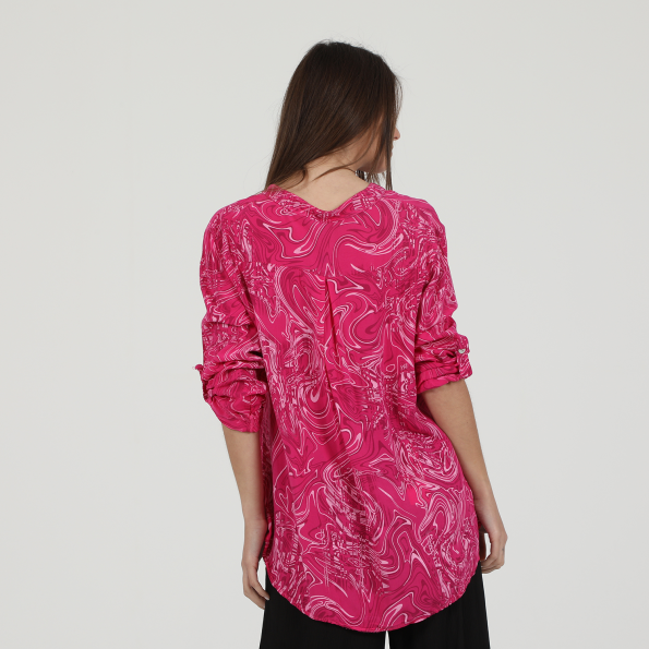 Γυναικεία πουκαμίσα tunic ATTRATTIVO φούξια εκρού Γυναικεία
