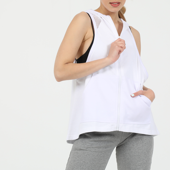 Γυναικεία αμάνικη φούτερ ζακέτα BODYTALK 1201-906523 λευκή