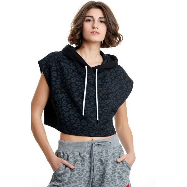 Γυναικεία cropped φούτερ μπλούζα BODYTALK 1211-905220 PRIMALINSTICTW μαύρη
