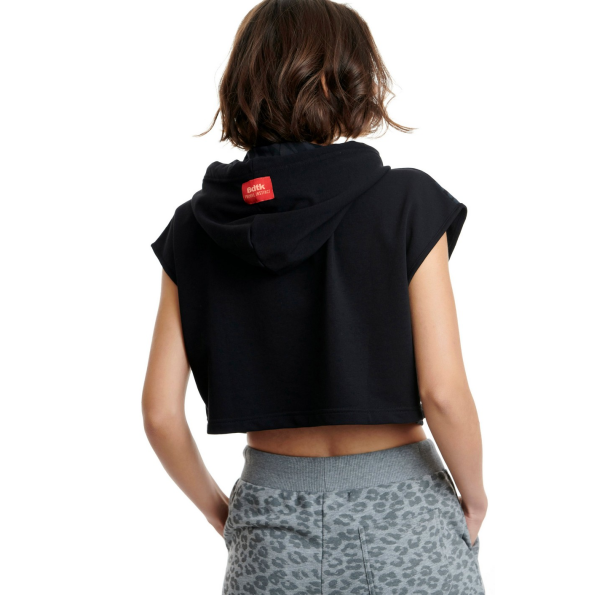 Γυναικεία cropped φούτερ μπλούζα BODYTALK 1211-905220 PRIMALINSTICTW μαύρη Γυναικεία