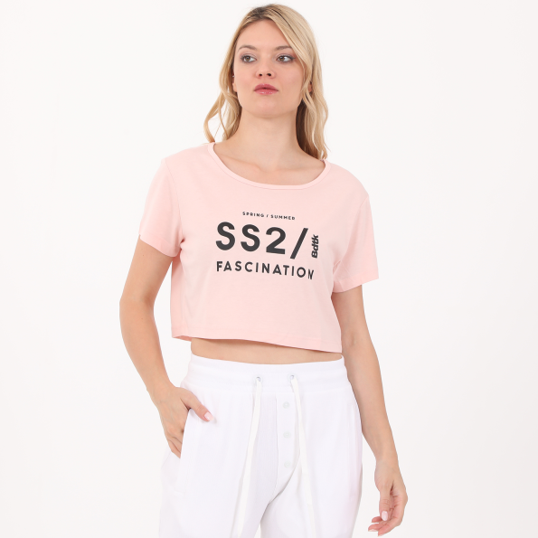 Γυναικείο cropped t-shirt BODYTALK ροζ
