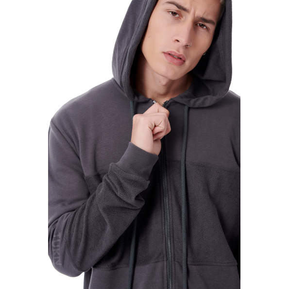 Ανδρική φούτερ ζακέτα BODYTALK 1191-954122 ανθρακί Ανδρικά