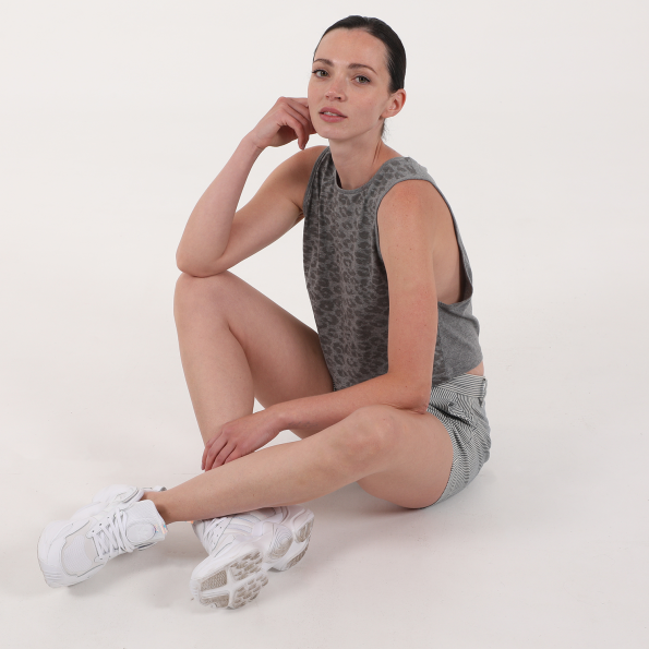 Γυναικεία αμάνικη cropped μπλούζα BODYTALK γκρι 