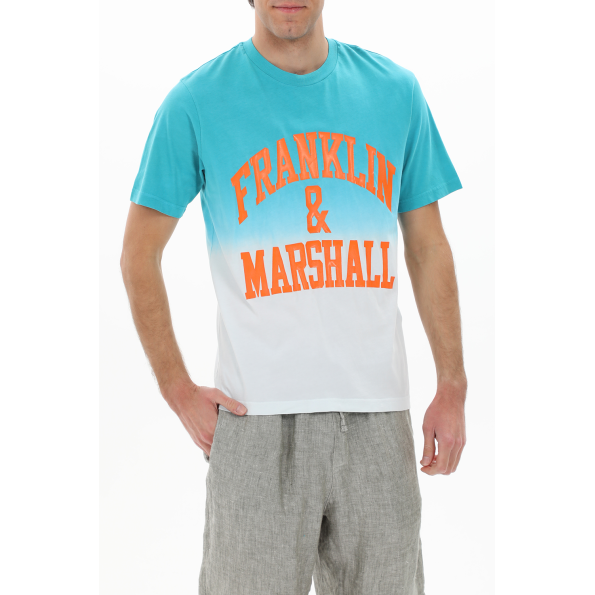 Ανδρικό t-shirt FRANKLIN & MARSHALL JM3142.000.1006G61 μπλε λευκό