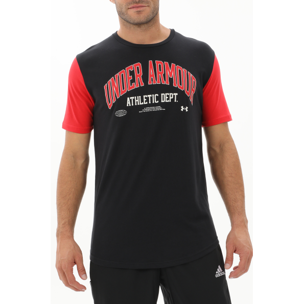 Ανδρικό αθλητικό t-shirt UNDER ARMOUR 1370515 7200016530 ATH DEPT CLRBLK μαύρο κόκκινο