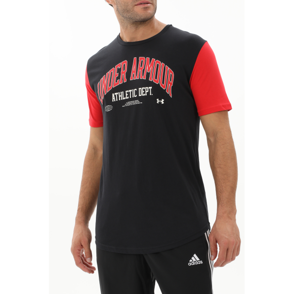 Ανδρικό αθλητικό t-shirt UNDER ARMOUR 1370515 7200016530 ATH DEPT CLRBLK μαύρο κόκκινο Ανδρικά