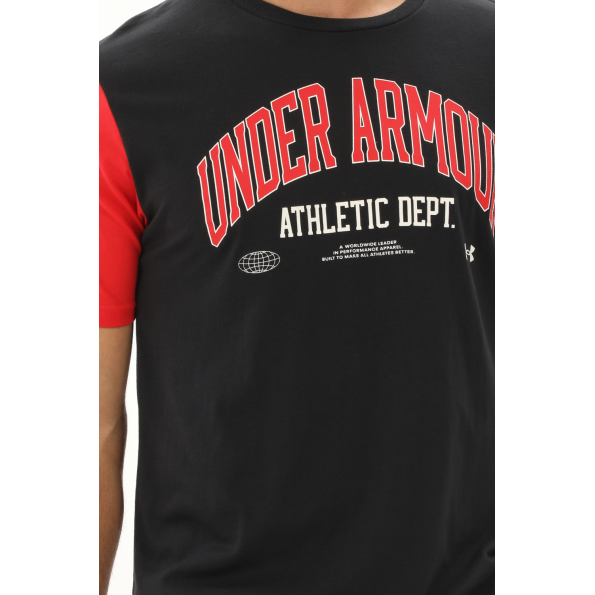 Ανδρικό αθλητικό t-shirt UNDER ARMOUR 1370515 7200016530 ATH DEPT CLRBLK μαύρο κόκκινο Ανδρικά